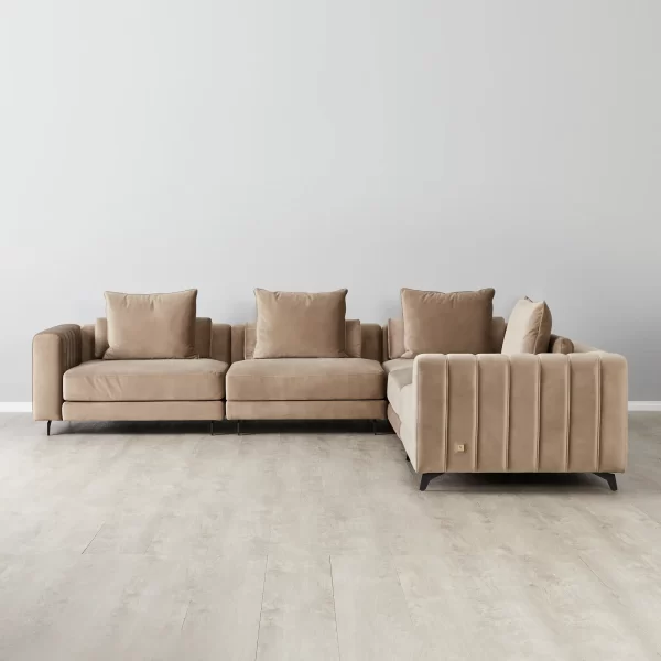 Jordan Beige Velvet Corner Sofa5