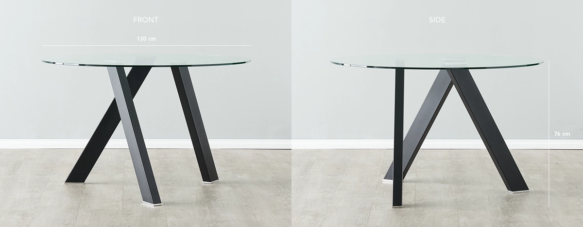 Jutta Glass 120cm Dining Table2