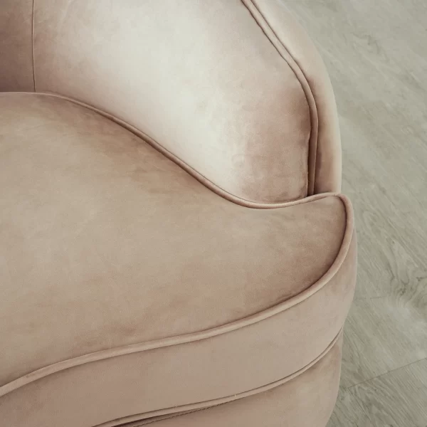 Kelly Beige Velvet Swivel Chair - Gold Leg