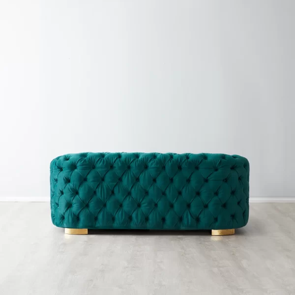 Kelly Emerald Velvet 2-Seater Sofa - Gold Legs