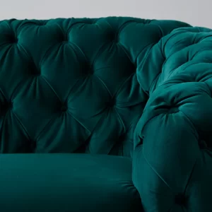 Kelly Emerald Velvet 2-Seater Sofa - Gold Legs