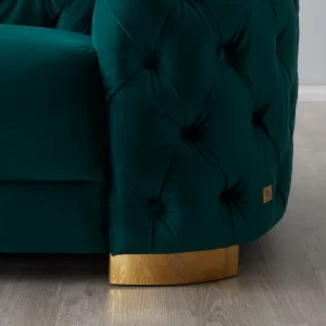 Kelly Emerald Velvet 2-Seater Sofa - Gold Legs