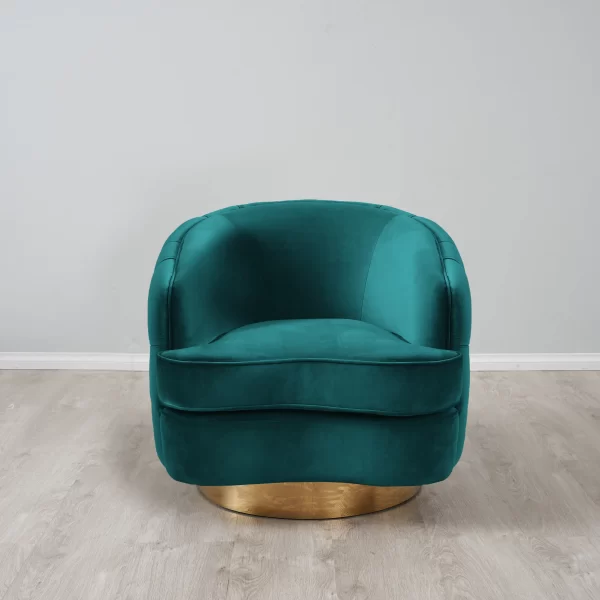 Kelly Emerald Velvet Swivel Chair - Gold Leg