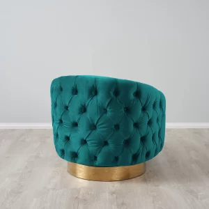 Kelly Emerald Velvet Swivel Chair - Gold Leg