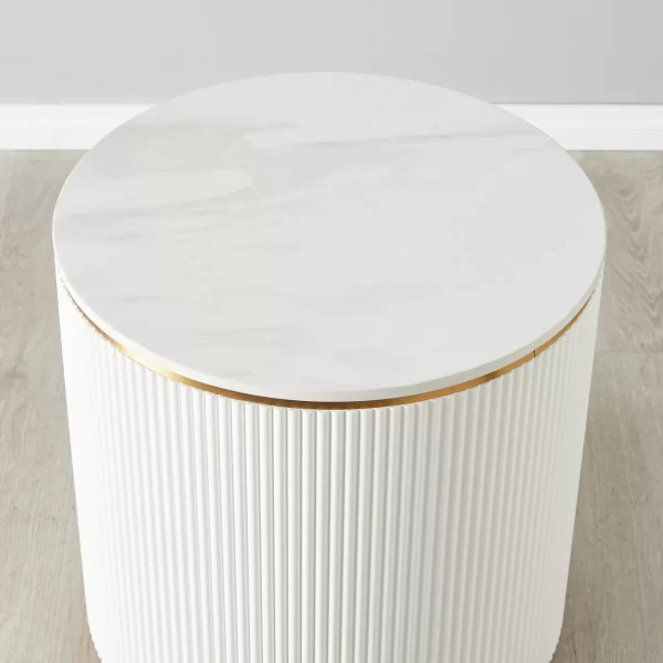 Kennedy White Sintered Stone Side Table