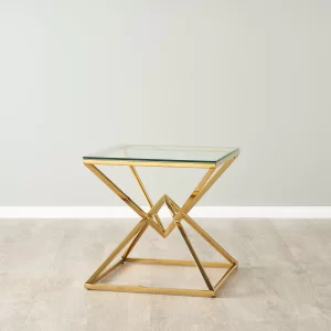 Knox Gold Side Table - Clear Glass Top