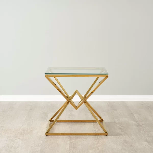 Knox Gold Side Table - Clear Glass Top