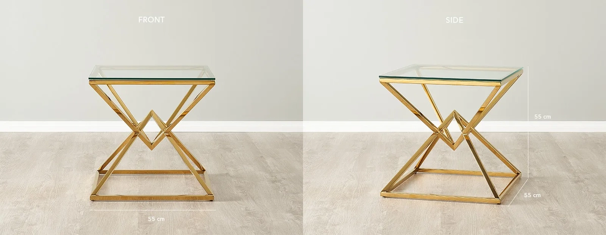 Knox Gold Side Table - Clear Glass Top