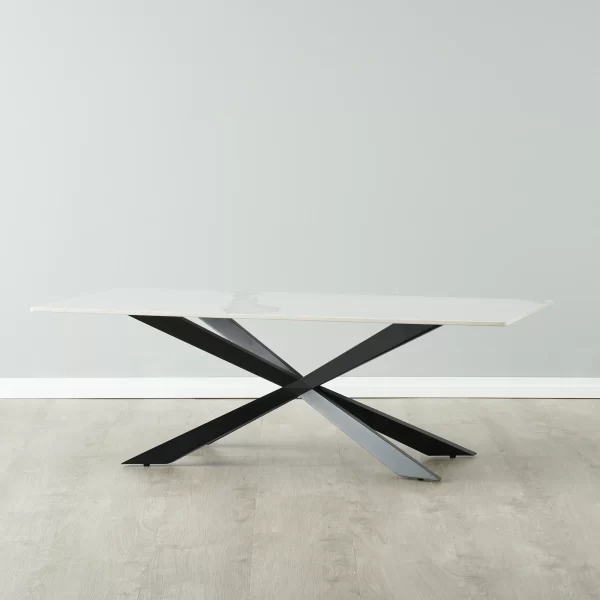 Lena White Sintered Stone Coffee Table - Black Legs