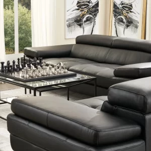 Lennox Black Leather 3-Seater Sofa