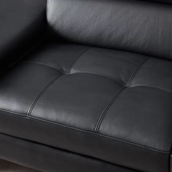 Lennox Black Leather 3-Seater Sofa