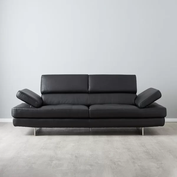 Lennox Black Leather 3-Seater Sofa