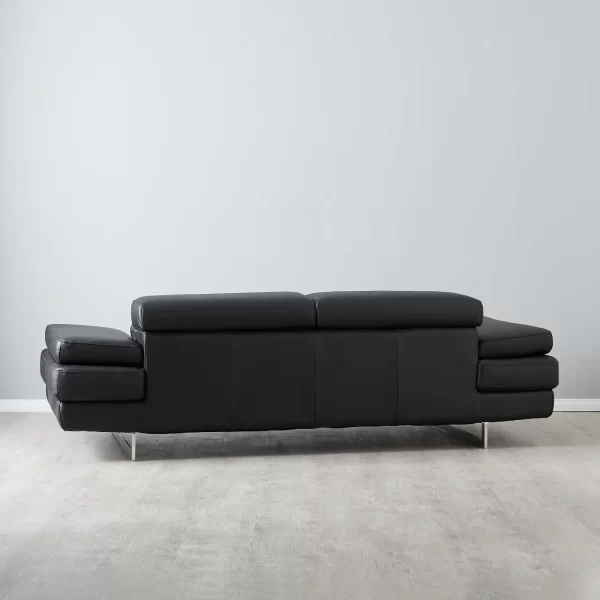 Lennox Black Leather 3-Seater Sofa