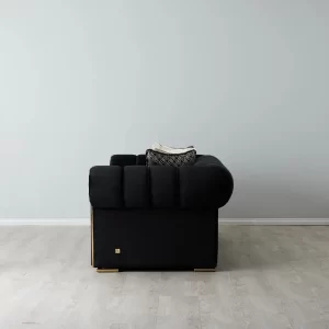 Leola Black Velvet 2-Seater Sofa