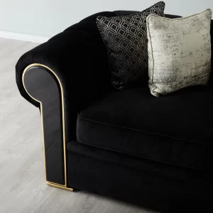 Leola Black Velvet 2-Seater Sofa