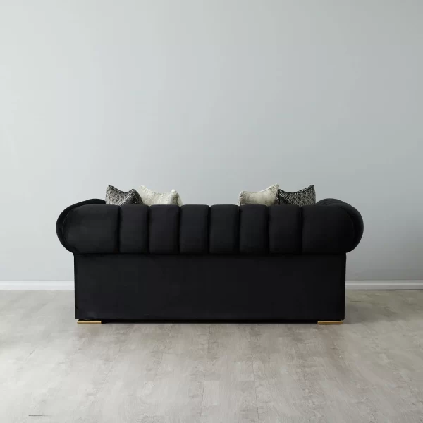 Leola Black Velvet 2-Seater Sofa