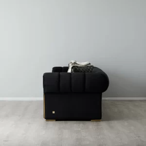 Leola Black Velvet 3-Seater Sofa