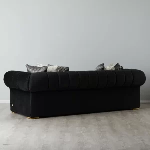 Leola Black Velvet 3-Seater Sofa