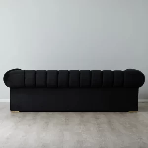 Leola Black Velvet 3-Seater Sofa