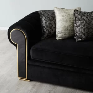 Leola Black Velvet 3-Seater Sofa