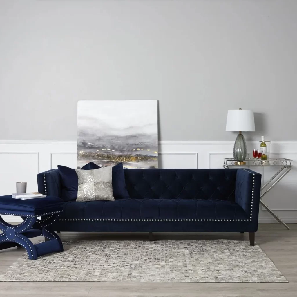 Lux Navy Velvet Ottoman1