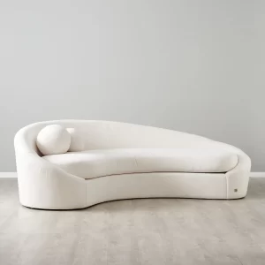 Maddie Curved Chantilly White Fabric 3-Seater Sofa