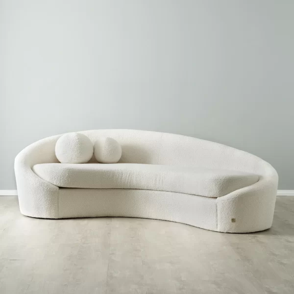 Maddie Curved Cream Turrel 3-Seater Sofa