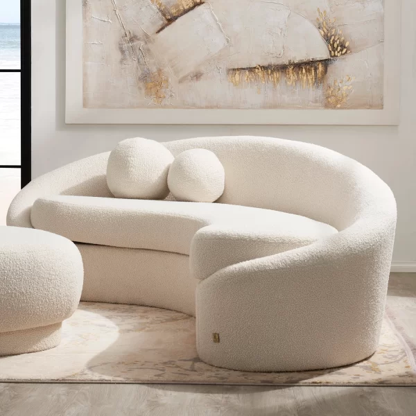 Maddie Curved Cream Turrel 3-Seater Sofa