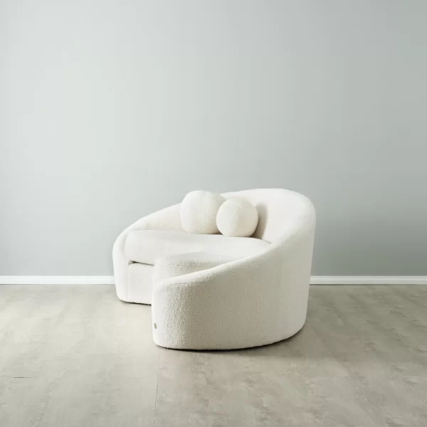 Maddie Curved Cream Turrel 3-Seater Sofa