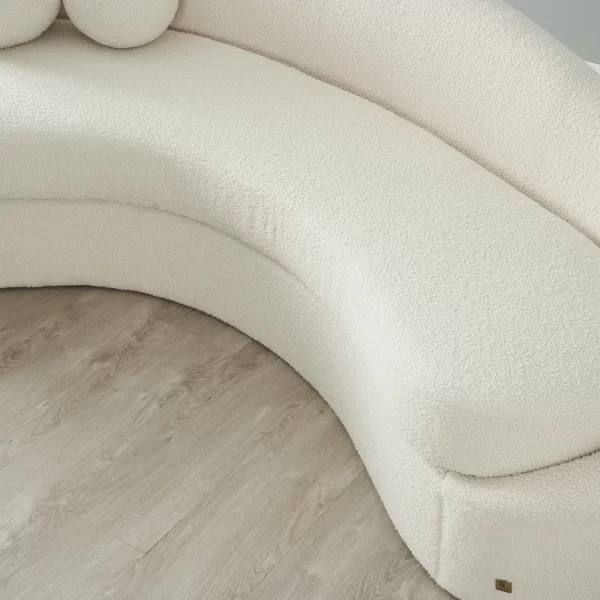 Maddie Curved Cream Turrel 3-Seater Sofa