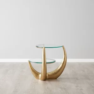 Malevolence Brushed Gold Metal 2-Tier Side Table