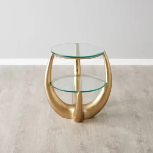 Malevolence Brushed Gold Metal 2-Tier Side Table