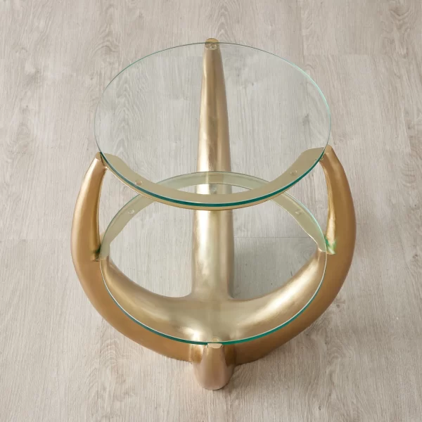 Malevolence Brushed Gold Metal 2-Tier Side Table