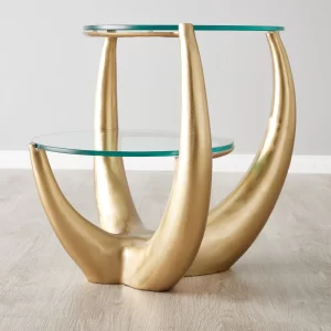 Malevolence Brushed Gold Metal 2-Tier Side Table