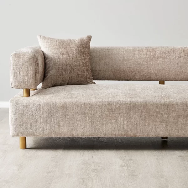 Malta II 3-Seater Beige Latte Chenille Fabric Sofa