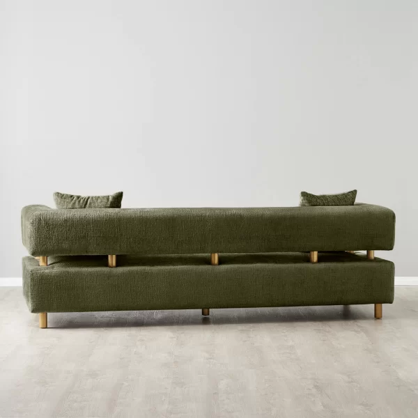 Malta II 3-Seater Green Chenille Fabric Sofa