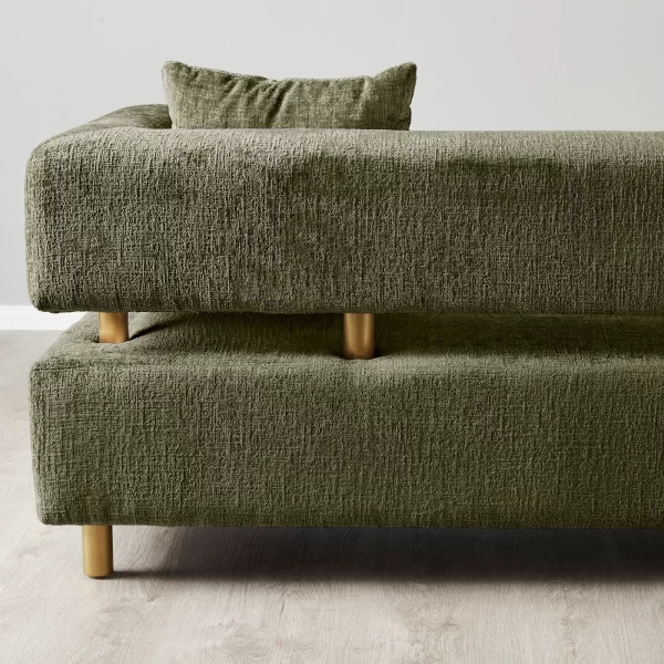 Malta II 3-Seater Green Chenille Fabric Sofa