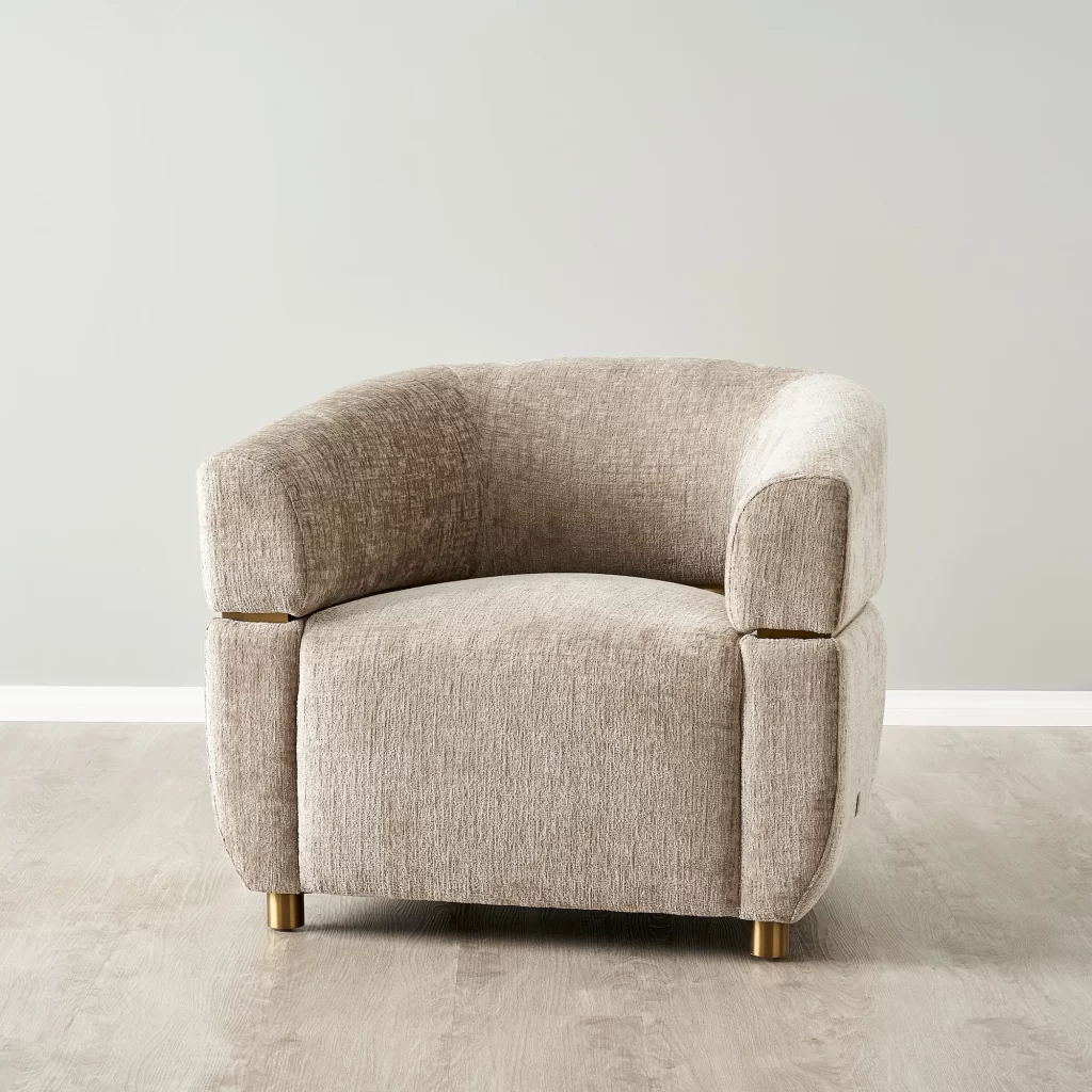 Malta II Beige Latte Chenille Fabric Occasional Chair