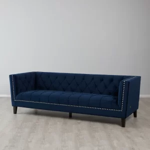 Manuel Navy Blue Velvet 3-Seater Sofa