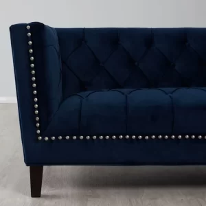 Manuel Navy Blue Velvet 3-Seater Sofa