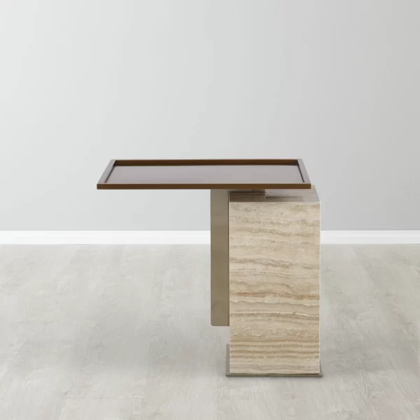 Monolith Natural Cream Travertine Side Table