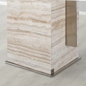 Monolith Natural Cream Travertine Side Table