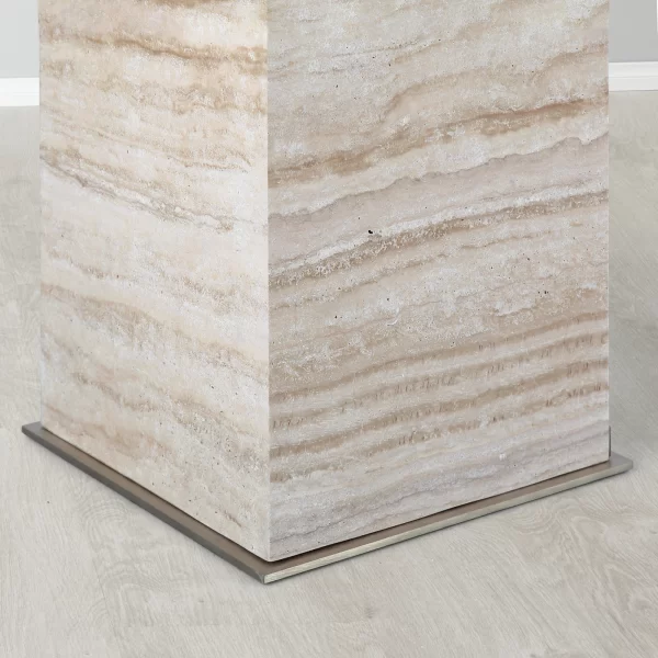 Monolith Natural Cream Travertine Side Table