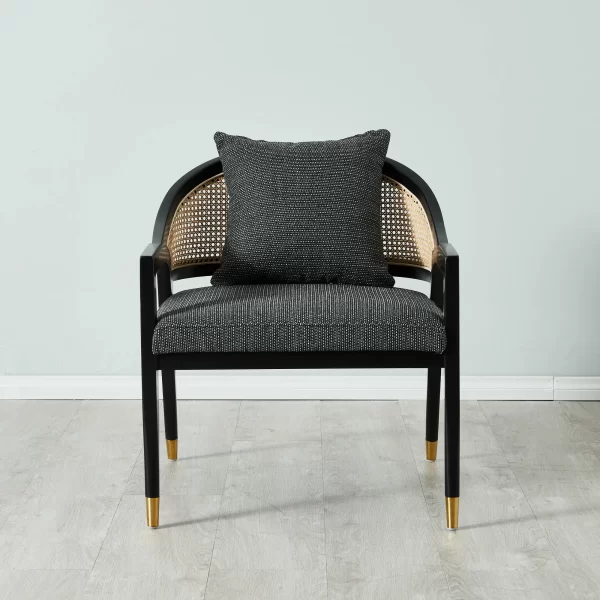 Monsanto Black Fabric Chair with Cane Back