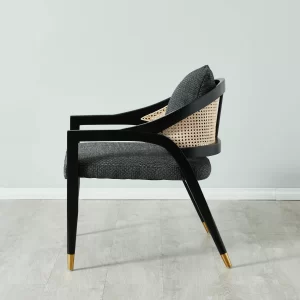 Monsanto Black Fabric Chair with Cane Back