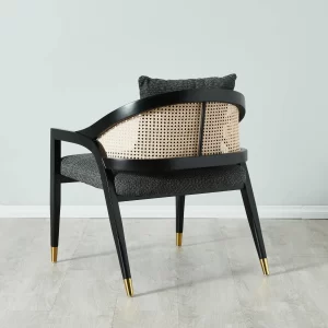 Monsanto Black Fabric Chair with Cane Back