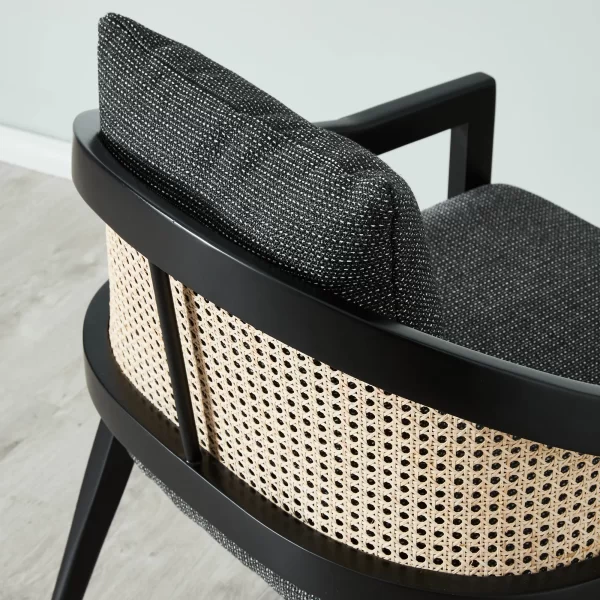 Monsanto Black Fabric Chair with Cane Back