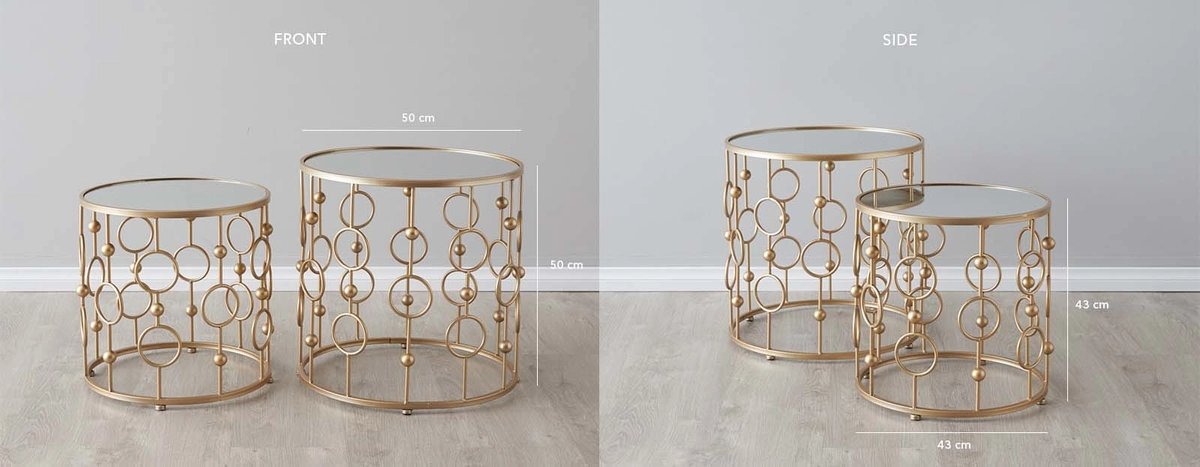 Mystic Antique Gold Mirror Side Tables