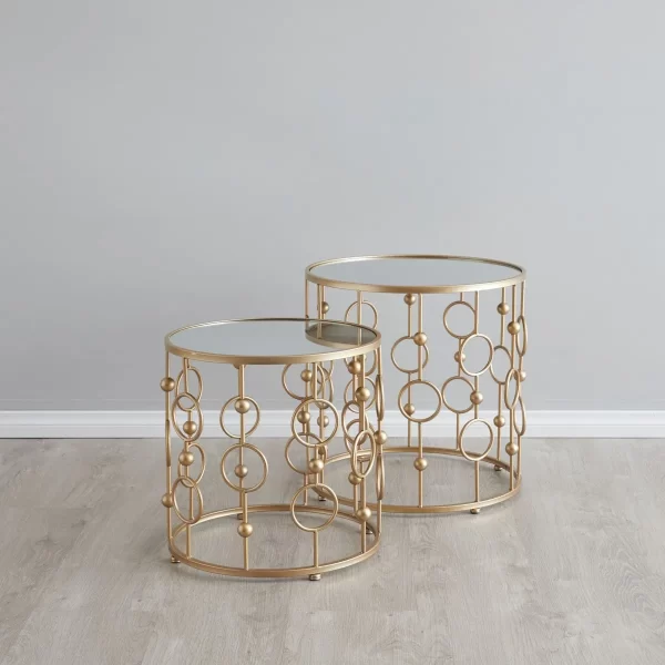 Mystic Antique Gold Mirror Side Tables