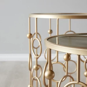 Mystic Antique Gold Mirror Side Tables